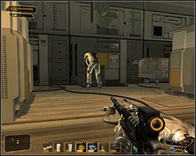 There are two more opponents left and in order to increase your chances it is worth move inwards - (5) Peaceful option: Securing the assembly lab - Lab 1 - Securing Sarifs Manufacturing Plant - Deus Ex: Human Revolution Game Guide