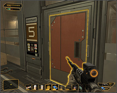 Regardless of your behavior, pick up stun gun ammo and use a door nearby - (9) Getting to the server room - Securing Sarifs Manufacturing Plant - Deus Ex: Human Revolution Game Guide