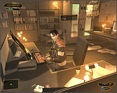 You should still remember the location of the Pritchards tech lab Pritchard (second level of Sarif Industries headquarters), and thats because you have used this track twice before heading to the plant - (1) Meeting with Pritchard | Tying Up Loose Ends - Tying Up Loose Ends - Deus Ex: Human Revolution Game Guide