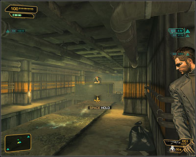 Make sure not to fall down from any of the catwalks, because contact with water will end badly for the protagonist - (2) Getting inside the police station - Investigating the Suicide Terrorist - Deus Ex: Human Revolution Game Guide