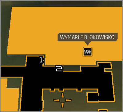 Map legend: 1 - Main entrance to the gang headquarters; 2 - Descent to the sewers - (1) Aggressive option: Reaching the antenna - Stopping the Transmission - Deus Ex: Human Revolution Game Guide