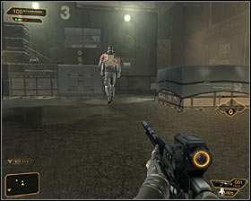 A next one to eliminate should be a guard circling near the main entrance to the north building #1 - (1) Getting near the main building - Following the Clues in Highland Park - Deus Ex: Human Revolution Game Guide