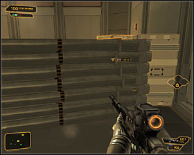 Regardless of how you have dealt with opponents, you have to go to the control room and the best is to approach it from the east #1, and thats because the western side is blocked #2 and you should use improved jumping or extraordinary strength - (3) Peaceful option: Crossing by first part of the camp - Following the Clues in Highland Park - Deus Ex: Human Revolution Game Guide