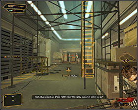 Look around the hall - youll find plenty of ammo - (3) Aggressive option: Crossing by first part of the camp - Following the Clues in Highland Park - Deus Ex: Human Revolution Game Guide