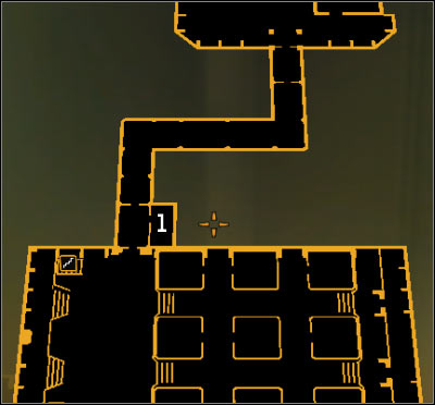 Map legend: 1 - Main control room - (3) Aggressive option: Crossing by first part of the camp - Following the Clues in Highland Park - Deus Ex: Human Revolution Game Guide