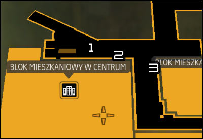 Map legend: 1 - Closed gate; 2 - Damaged staircase; 3 - Adjacent building staircase - Cloak & Daggers (steps 1-3) - Side quests - Deus Ex: Human Revolution Game Guide