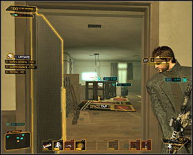 Move towards an entrance to the apartment and wait for an opponent with arm implants - Cloak & Daggers (steps 4-7) - Side quests - Deus Ex: Human Revolution Game Guide