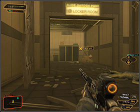 You should end up in the same corridor youve used before, but this time youll notice that the main passageway to the reception is barricaded #1 - (11) Travelling through the locker room area - Hunting the Hacker - Deus Ex: Human Revolution Game Guide