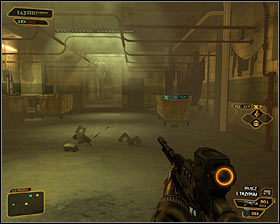 If youd like to avoid enemy units, then you should ignore the first destroyable wall and proceed to the end of the corridor to find another one #1 - (12) Travelling through the laundry room area - Hunting the Hacker - Deus Ex: Human Revolution Game Guide