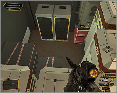 Carefully enter the room with the electrical discharges - (6) Reaching the second elevator - Searching for Proof - Deus Ex: Human Revolution Game Guide