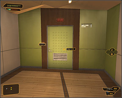 Your current objective is to reach the room filled with laser traps and the easiest way to do that is to find a green door behind the security room (screen above) - (8) Aggressive solution: Reaching the Data Core - Searching for Proof - Deus Ex: Human Revolution Game Guide