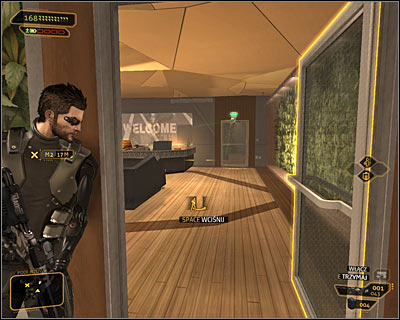 You should know that theres a security camera past the northern door (screen above) and it can see if you even before you enter reception - (2) Reaching the elevator - Entering the Dragons Lair - Deus Ex: Human Revolution Game Guide