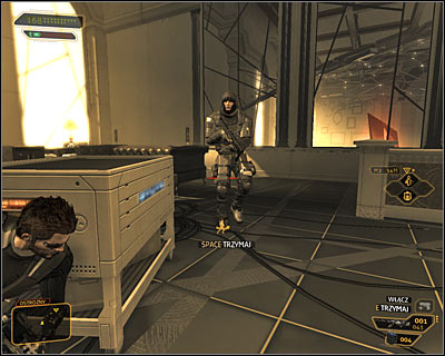 The next guard is patrolling the stairs leading to the largest northern room of the penthouse (the one with a lot of exhibits) - (4) Peaceful solution: Leaving the penthouse - Entering the Dragons Lair - Deus Ex: Human Revolution Game Guide