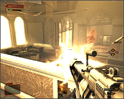 I wouldnt recommend waiting for enemies to come to you, because after exposing your position (screen above) you would become an easy target for them - (4) Aggressive solution: Leaving the penthouse - Entering the Dragons Lair - Deus Ex: Human Revolution Game Guide