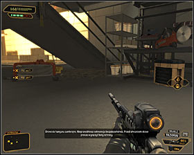You are now in the northern part of the hangar and youll have to continue moving west - (5) Peaceful solution: Opening the hangar door - Entering the Dragons Lair - Deus Ex: Human Revolution Game Guide