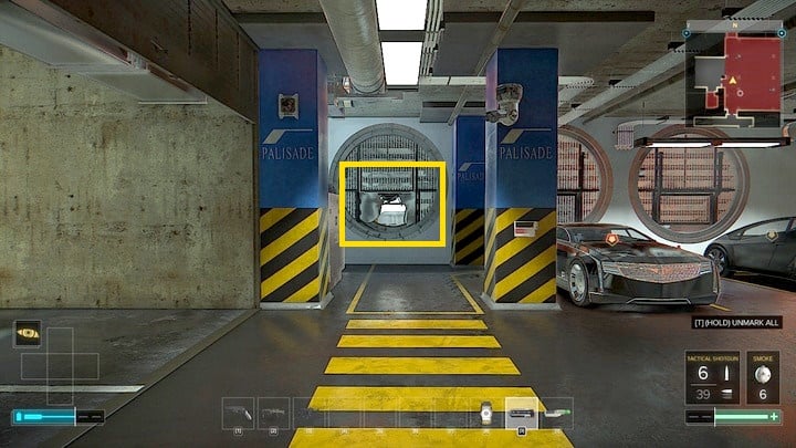 The fan which protects the entrance to the secret safes. - Map of the garage in the northern Prague - M14 - Maps - Deus Ex: Mankind Divided Game Guide