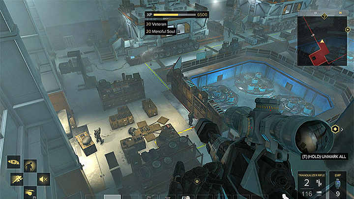 Tranquilizer rifle is a good weapon to clear warehouse 1 off enemies. - G.A.R.M. - main quest - G.A.R.M. Facility | Quests and maps - Deus Ex: Mankind Divided Game Guide