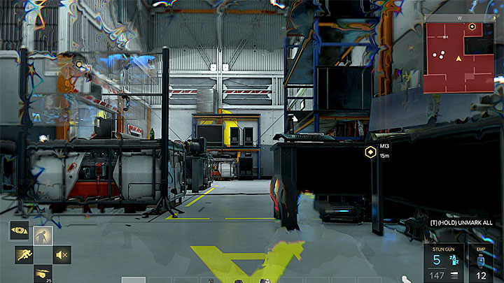 You can use camouflage to get past enemies when they are busy talking. - G.A.R.M. - main quest - G.A.R.M. Facility | Quests and maps - Deus Ex: Mankind Divided Game Guide