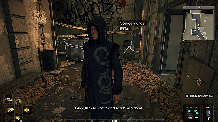 One of the bystanders might point Radko Perry as a potential suspect. - The Harvester - side quest - Side quests - Deus Ex: Mankind Divided Game Guide