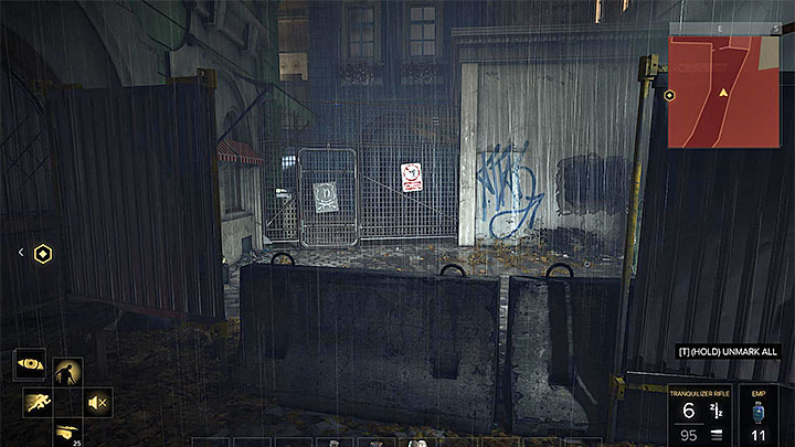 Open the gate, jump over it, or break through the warehouse on the right - Hunting Down the Final Clues - main quest - Prague (third visit) | Quests and maps - Deus Ex: Mankind Divided Game Guide
