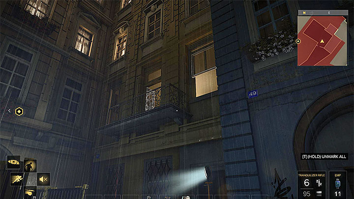 The second method involves reaching one of the upper balconies of Dvali Apartment, shown on the above screenshot - Hunting Down the Final Clues - main quest - Prague (third visit) | Quests and maps - Deus Ex: Mankind Divided Game Guide