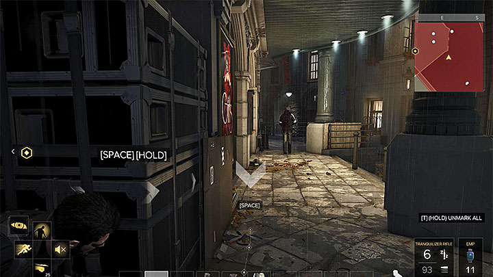 The main entrance to the theatre is heavily guarded - you may encounter problems even if you use camouflage - Hunting Down the Final Clues - main quest - Prague (third visit) | Quests and maps - Deus Ex: Mankind Divided Game Guide