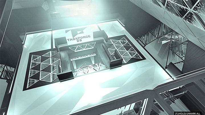 Investigate the roof and find the entrance presented in the screenshot - Checking Out the Men in Charge - main quest - Main quests - Deus Ex: Mankind Divided Game Guide