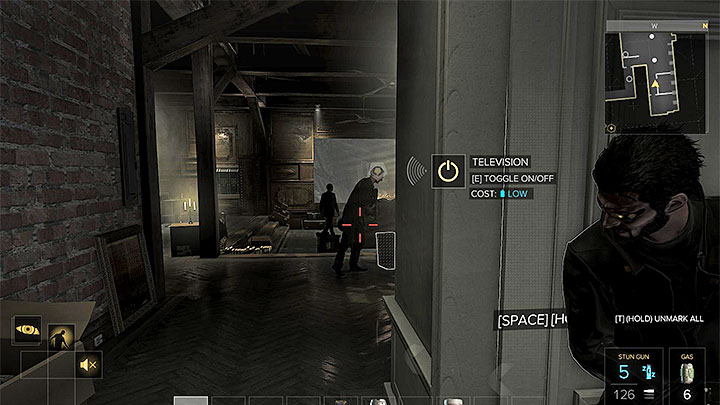 A good tactic is to hide inside the apartment and wait for a good moment to escape or attack the enemies - 01011000 - side quest - Side quests - Deus Ex: Mankind Divided Game Guide