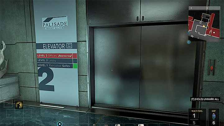 The main elevator -you need to have an access card to get to the top floor - The Heist - main quest - Main quests - Deus Ex: Mankind Divided Game Guide