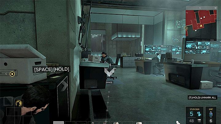 To access the stairs, you need to pass through the monitoring center - The Heist - main quest - Main quests - Deus Ex: Mankind Divided Game Guide