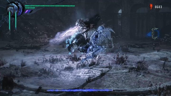 After some time, the boss will begin charging up, and the world will start to resemble a spiritual dimension - Elder Geryon Knight Boss Fight Guide for DMC5 - Bosses - Devil May Cry 5 Guide