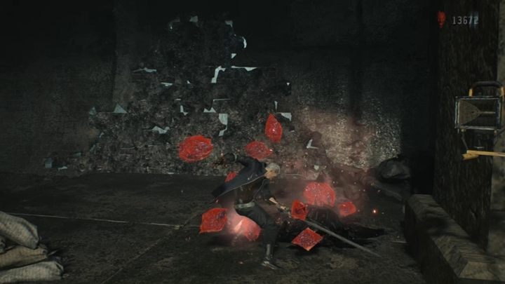 Now go to the end of the tunnel and destroy the cracked wall to get some red crystals - Mission 03 - Flying Hunter | Devil May Cry 5 walkthrough - Main story missions - Devil May Cry 5 Guide