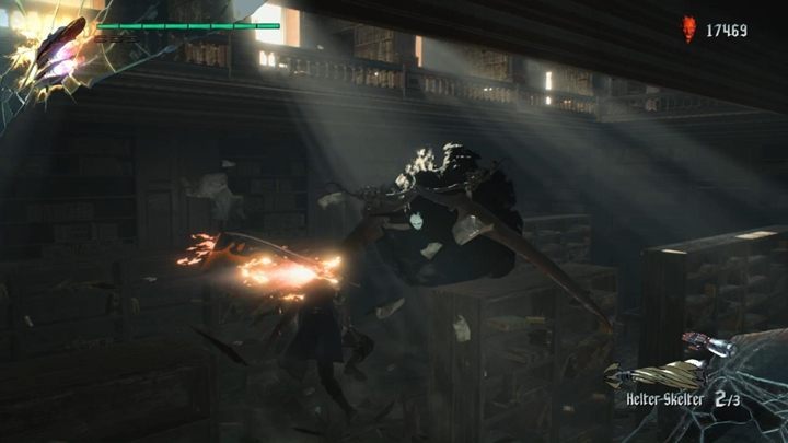 To continue, go through a hole in the wall and enter the library - Mission 03 - Flying Hunter | Devil May Cry 5 walkthrough - Main story missions - Devil May Cry 5 Guide