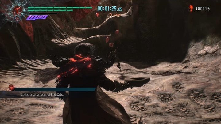 This is a rather difficult mission - you have to collect 800 Red Orbs within 1:30 minutes - Secret Mission 12 walkthrough for Devil May Cry 5 - Secret missions - Devil May Cry 5 Guide
