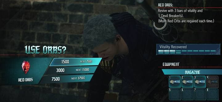Decide how many vitality bars you want to regenerate. - Death in DMC5 and how to avoid it - Gameplay tips - Devil May Cry 5 Guide