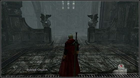 In Ruined Church take Combat Adjudicator test and enter the forest using door under the stairs - Mission 13: The Devil Returns - Walkthrough - Devil May Cry 4 Game Guide & Walkthrough