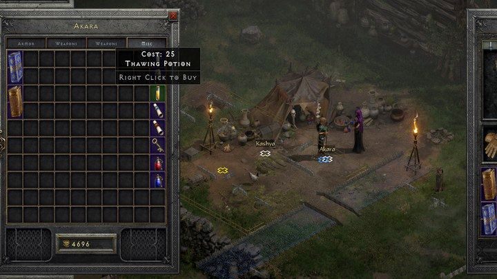 The defrosting potion is also available to buy from Akara - Diablo 2 Resurrected: Thawing Potion - what is it for? - FAQ - Diablo 2 Resurrected Guide