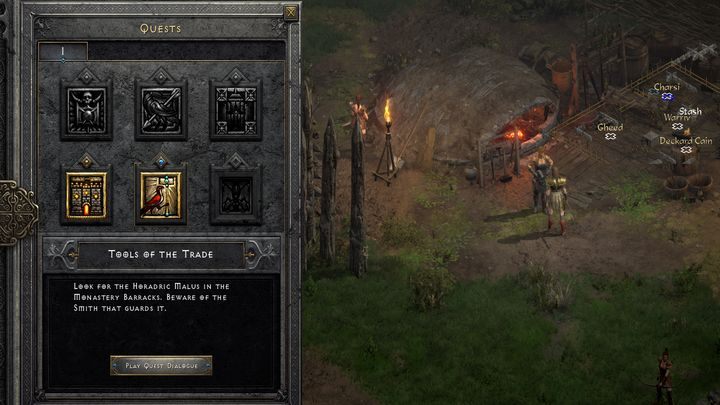 You don't have to talk to Charsi to actually complete the quest - Diablo 2 Resurrected: Tools of the Trade - walkthrough - Act 1 - Diablo 2 Resurrected Guide