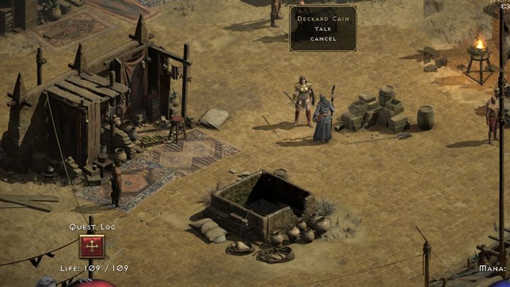 Take this item and talk to Deckard Cain in town - Diablo 2 Resurrected: The Horadric Staff - walkthrough - Act 2 - Diablo 2 Resurrected Guide