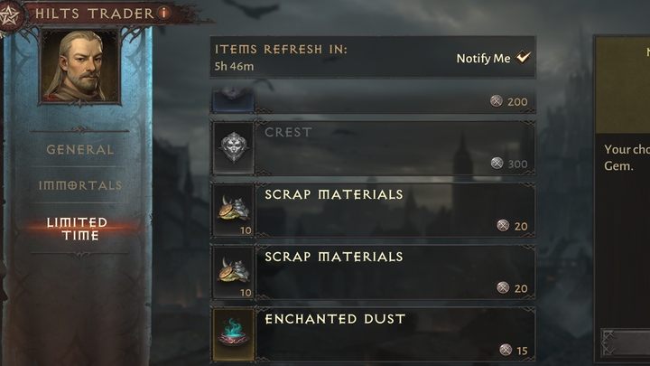 You can buy materials from the Hilts merchant in Westmarch, but this is not a very profitable investment - Diablo Immortal: Crafting materials - Crafting and equipping - Diablo Immortal Guide
