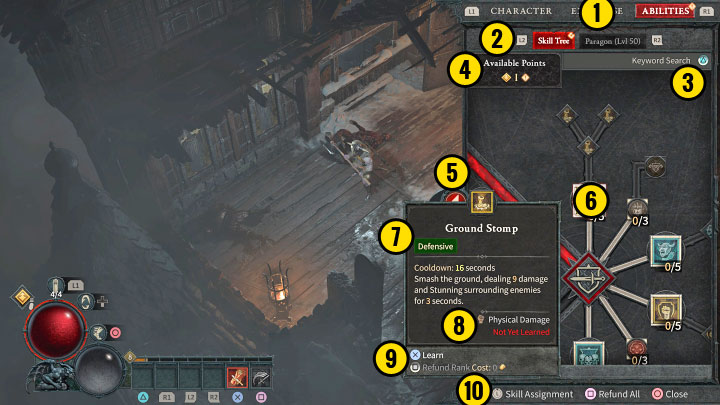 1) Upper tabs - Diablo 4: Interface - Diablo 4: Basics - Diablo 4 Guide
