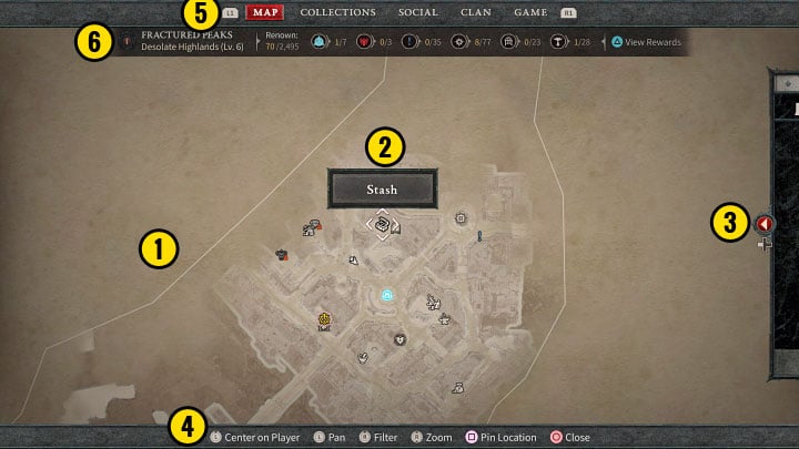 1) Fog of war - You have to get there first to uncover that part of the map - Diablo 4: Interface - Diablo 4: Basics - Diablo 4 Guide