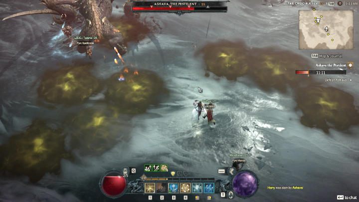 It should be noted here that the poison sprayed by Ashava remains in the arena for some time, so it becomes an additional obstacle that must be avoided when positioning the character during the boss fight - Diablo 4: How to defeat boss Ashava the Pestilent? - Diablo 4: Bosses - Diablo 4 Guide