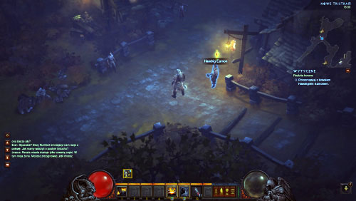 Start at the town square and use the path located to your left - A Shattered Crown - Quests - Diablo III Game Guide