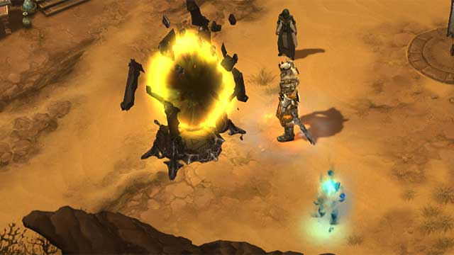 A Rift has been opened - the blue spiritual being nearby is Orek. - Nephalem Rifts | Crafting - Crafting - Diablo III: Reaper of Souls Game Guide