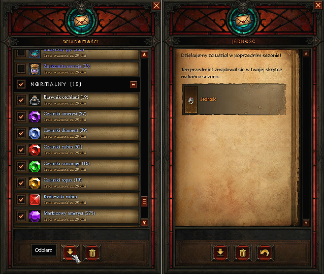 Items earned in a season will be sent by e-mail. - Season Mode | Crafting - Crafting - Diablo III: Reaper of Souls Game Guide