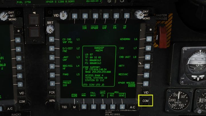 To manually enter a required frequency, use the COM communication screen on the multifunction display - DCS AH-64D Apache: Radio Communication - how to use radios? - Systems and Sensors - DCS AH-64 Apache Guide