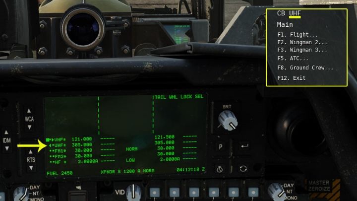 Select the radio with the switch or the RTS button, and then press RAlt +/ keys or RTS Switch LEFT on the cyclic - DCS AH-64D Apache: Radio Communication - how to use radios? - Systems and Sensors - DCS AH-64 Apache Guide