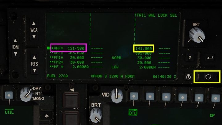 Press the SWAP button to quickly change to an alternative frequency for the selected radio - DCS AH-64D Apache: Radio Communication - how to use radios? - Systems and Sensors - DCS AH-64 Apache Guide