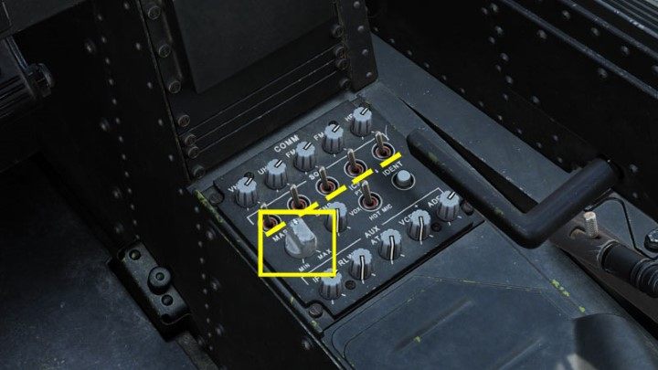 On the right console, on the radio panel, set the master volume knob to 50 percent - DCS AH-64D Apache: Cold Start - flight preparation - Flight and Navigation - DCS AH-64 Apache Guide